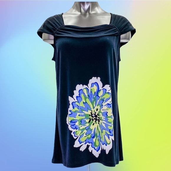 STYLE & Co Black Floral Graphic Tunic Blouse - Picture 10 of 10